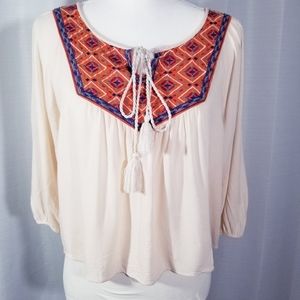 Flying Tomato cropped tassels tunic top. Size M